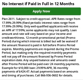 GreenSky plan 2611: no interest if paid in full in 12 months. Subject to credit approval; see terms.
